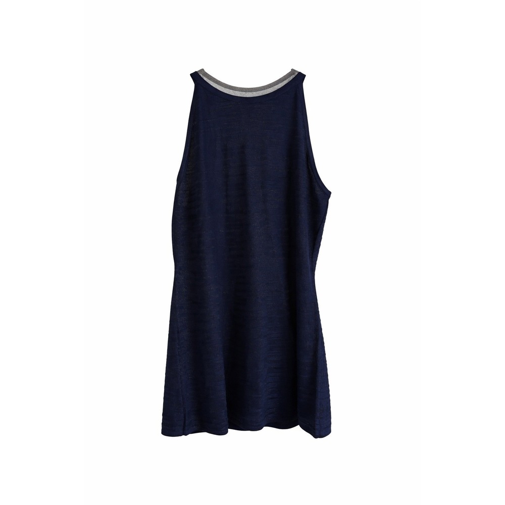 NWT White House Black Market Navy Metallic Halter Sweater Small Silver Trim